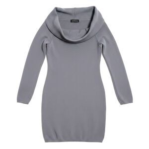 Stylestalker Gray Cowl Neck Ribbed Bodycon Mini Sweater Dress Long Sleeve M